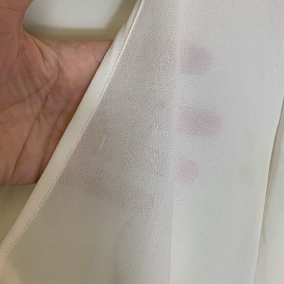 Wayf Ivory Sheer V Neck Wrap Front High Low Hem LS Blouson Blouse Size XS - Picture 12 of 13